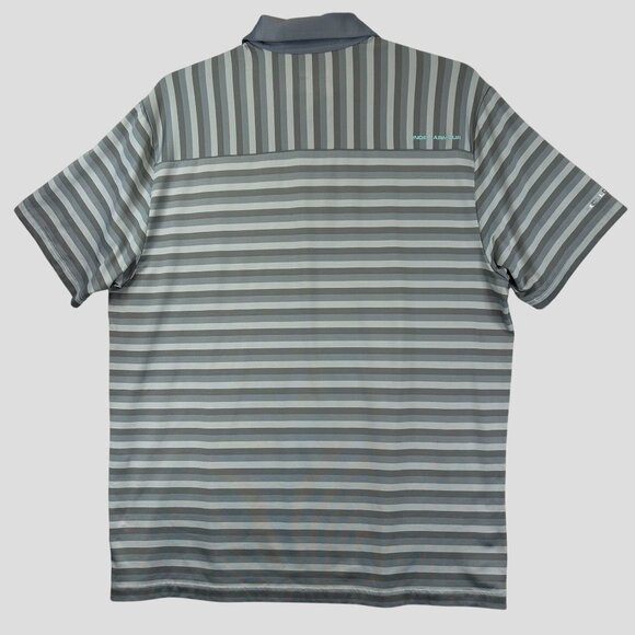 Under Armour Grey Striped Polo Shirt Coldblack UV Protection Loose Fit Mens XL - Picture 2 of 10